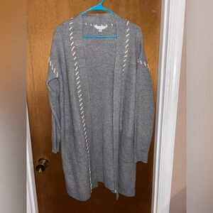 Time and Tru Gray Cardigan with Cream Accents